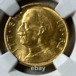 1931 R IX Italy Gold 20 Lire NGC MS64