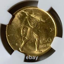 1931 R IX Italy Gold 20 Lire NGC MS64