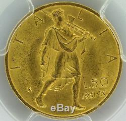 1931-R Italy Year IX 50 Lire Gold Vittorio Emanuele III Coin PCGS MS 63 RARE