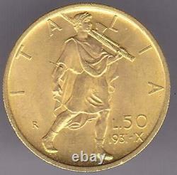 1931 R Yr IX Italy 50 Fifty Lire Gold Coin Rare Mintage 19,750