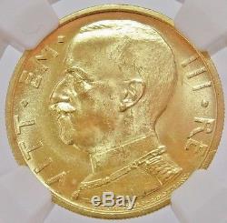 1932 R X Gold Italy 50 Lire Vittorio Emanuele III Coin Ngc Mint State 61