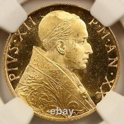 1958 XX Vatican Gold 100 Lire NGC MS64PL