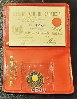 1964 Tokyo Olympic Gold Coin 3.5 g. 900 Numismatica Italiana Original Medal Case