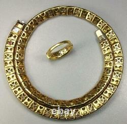 1970s Roberto Coin 4.50 Carat Diamonds and Yellow Gold Necklace and Ring Layaway