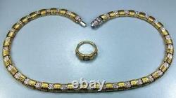 1970s Roberto Coin 4.50 Carat Diamonds and Yellow Gold Necklace and Ring Layaway