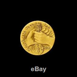 1976 22k 917 Solid Gold Coin FAO Bino Bini Birds Medal Ltd Ed 19.6G Peace Food