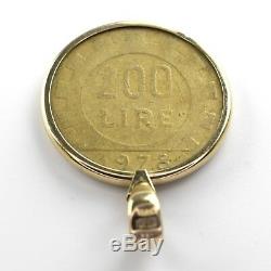 1978 200 Lire Italian Coin Encased in 14k Solid Gold Milor Bezel from Italy