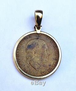 1979 200 Lire Italian Coin Encased in 14k Solid Gold Milor Bezel from Italy