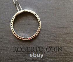 $1980 Roberto Coin 18K Gold Diamond Circle of Life Necklace 23mm 0.51ct