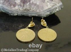 1981 Italian 20 Lire Coin Republic Italy Lira with 14k Solid Yellow Gold Earrings