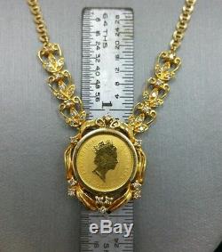 1990 $5 Australian Nugget 1/20 oz Gold Coin 18 Necklace Set. 50 Carat Diamond