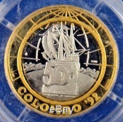 1992 R Bi-Metal Italy 500L Genoa Intl. Expo Gold Platinum Proof Coin Columbus