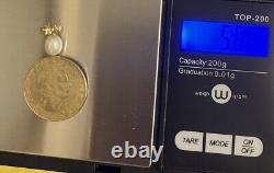 1995 200 Lire Italian Coin with Pearl & 14K YELLOW GOLD BEZEL MILOR Pendant CHARM
