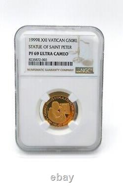 1999 Vatican 50000 Lire Statue of Saint Peter, Gold Coin, NGC, Rare