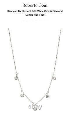 $1,080 Authentic 18kt WHITE Gold Dangling Diamond Necklace-Roberto Coin