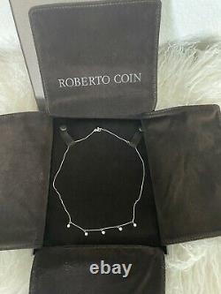 $1,080 Authentic 18kt WHITE Gold Dangling Diamond Necklace-Roberto Coin