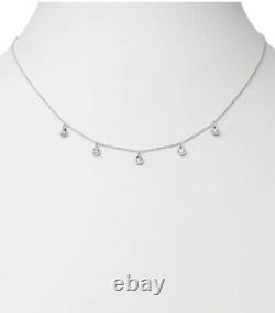 $1,080 Authentic 18kt WHITE Gold Dangling Diamond Necklace-Roberto Coin