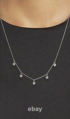 $1,080 Authentic 18kt WHITE Gold Dangling Diamond Necklace-Roberto Coin