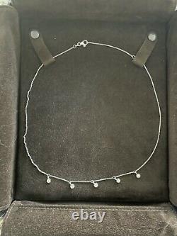 $1,080 Authentic 18kt WHITE Gold Dangling Diamond Necklace-Roberto Coin