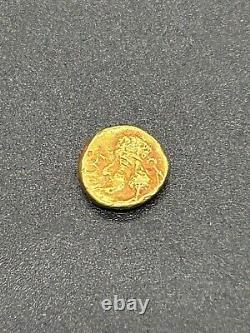 (1.11g) Ancient Greek Roman king 19K Solid gold Coin wonderful very Rare#P45