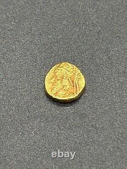 (1.11g) Ancient Greek Roman king 19K Solid gold Coin wonderful very Rare#P45