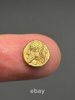(1.11g) Ancient Greek Roman king 19K Solid gold Coin wonderful very Rare#P45