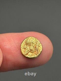 (1.11g) Ancient Greek Roman king 19K Solid gold Coin wonderful very Rare#P45
