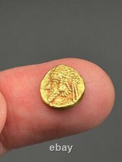 (1.11g) Ancient Greek Roman king 19K Solid gold Coin wonderful very Rare#P45