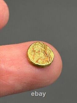 (1.11g) Ancient Greek Roman king 19K Solid gold Coin wonderful very Rare#P45