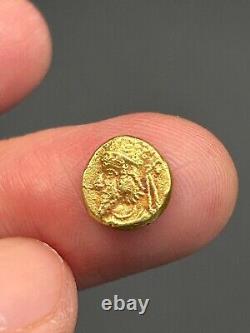 (1.11g) Ancient Greek Roman king 19K Solid gold Coin wonderful very Rare#P45