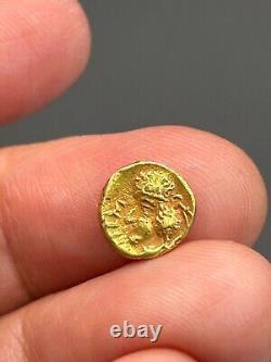 (1.11g) Ancient Greek Roman king 19K Solid gold Coin wonderful very Rare#P45
