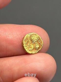 (1.11g) Ancient Greek Roman king 19K Solid gold Coin wonderful very Rare#P45