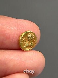 (1.11g) Ancient Greek Roman king 19K Solid gold Coin wonderful very Rare#P45