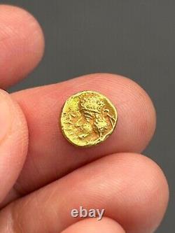 (1.11g) Ancient Greek Roman king 19K Solid gold Coin wonderful very Rare#P45
