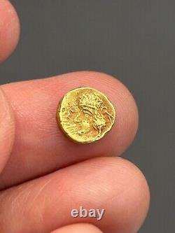 (1.11g) Ancient Greek Roman king 19K Solid gold Coin wonderful very Rare#P45