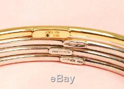 $1,810 Roberto Coin Martellato Yellow Gold & Silver Bracelet 4/Set Bangle NWT