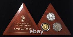 2000 III Millenium, Italian Mint 3 Coin Set Proof Gold Silver & Titanium. Case