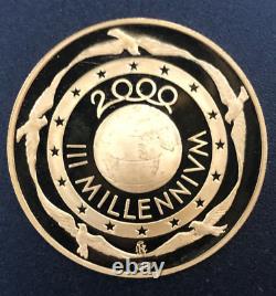 2000 III Millenium, Italian Mint 3 Coin Set Proof Gold Silver & Titanium. Case