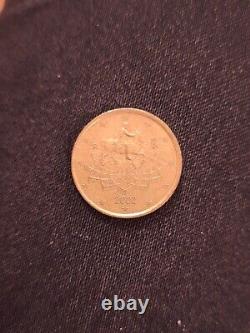 2002 Italy 50 Cent Euro Coin, Rare Collectors Coin