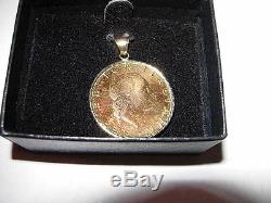 200 LIRE Italian Coin1978 Pendant Encased 14KT Yellow Gold Bale &Frame Italy NEW