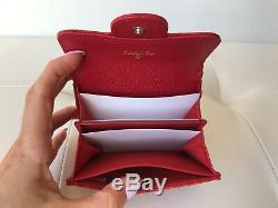 2019 Chanel Red Caviar Leather Gold Hw Snap O-coin CC Credit Card Case Wallet