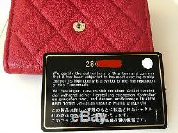 2019 Chanel Red Caviar Leather Gold Hw Snap O-coin CC Credit Card Case Wallet