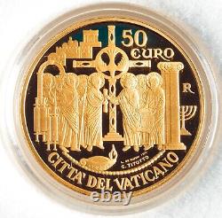 2019, Vatican. Proof Gold 50 Euro Meeting in Jerusalem Coin. (15gm) Box & COA