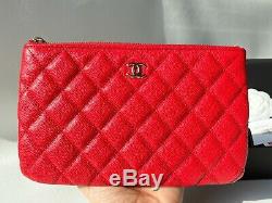 20c Chanel Red Caviar Leather Gold Hw Snap O-coin CC Credit Card O-case Wallet