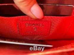 20c Chanel Red Caviar Leather Gold Hw Snap O-coin CC Credit Card O-case Wallet