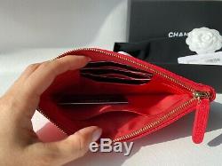 20c Chanel Red Caviar Leather Gold Hw Snap O-coin CC Credit Card O-case Wallet