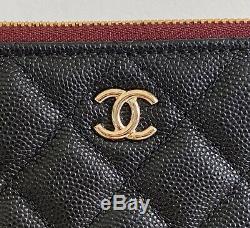 20s Chanel Black Caviar Leather Gold Hw Snap O-coin CC Credit Card O-case Wallet