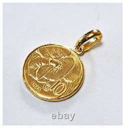 24K solid gold Italy Honey Bee on flower coin pendant by estherleejewel 99.9%
