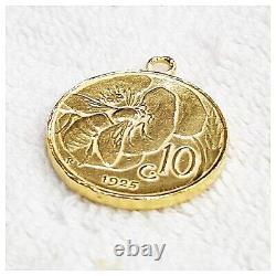 24K solid gold Italy Honey Bee on flower coin pendant by estherleejewel 99.9%