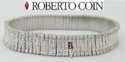 2.08 ct Roberto Coin 18K White Gold Diamond Engraved Bracelet 7 10.7 mm 38.1gm